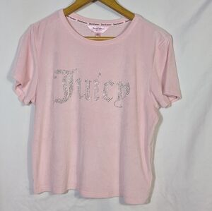 Juicy Couture Studded Soft Velour Pajama Top,‎ Cozy, Stretchy, Crewneck, XL